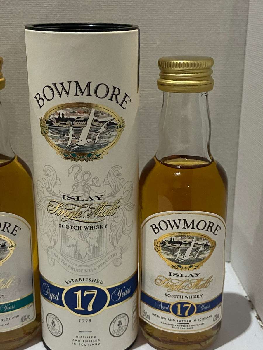 3x BOWMORE 50ml Whiskey Bottles - Sealed - Vaults, 12 year & 17 year -