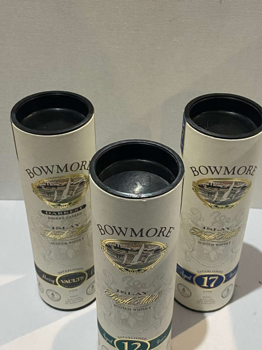 3x BOWMORE 50ml Whiskey Bottles - Sealed - Vaults, 12 year & 17 year -