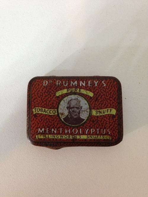 DR RUMNEYS TOBACCO SNUFF LITTLE TIN - GRAMAPHONE TIN SIZE -
