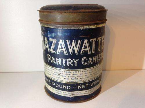 MAZAWATTEE PANTRY CANISTER - ONE POUND TEA TIN - GREAT RARE OLD TIN -