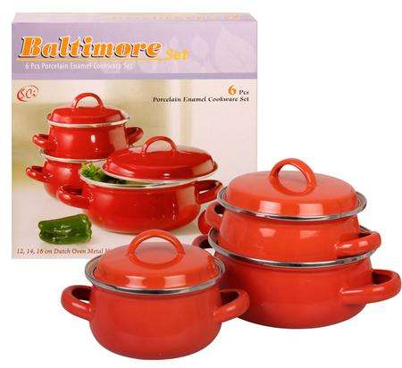 6pce Baltimore Enamel Pot Set (12, 14, 16cm)