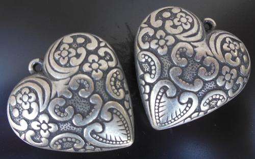 Rhodium Plated Heart Pendants (pack of 2)