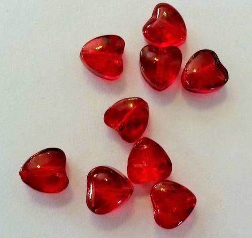 130 x 4mm red heart glass beads