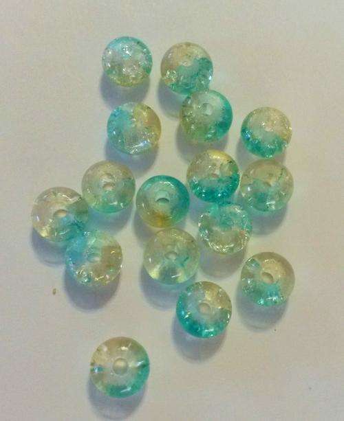 60 x 4mm flat round clear/turquoise crackle beads