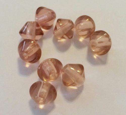 20 x 6mm biconal pink glass beads