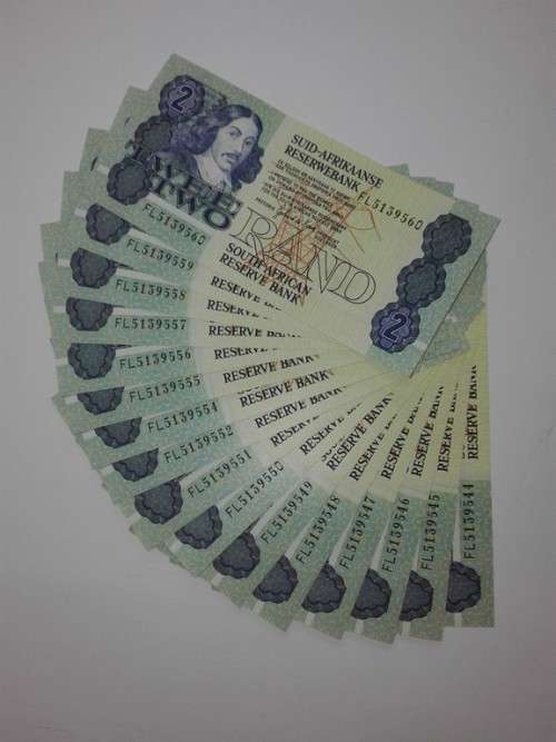 AUNC Sequential Seventeen Two Rand Bank Notes