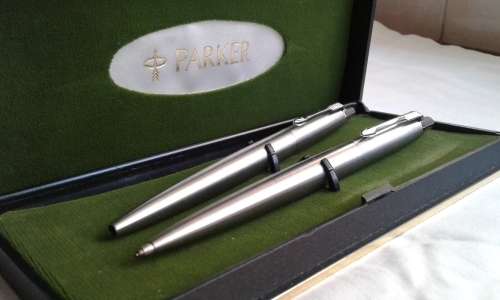 1980s Parker Stainless Jotter/pencil set