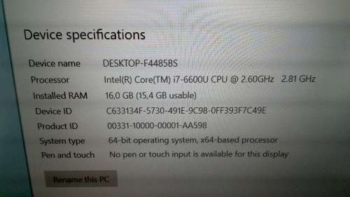 lenovo T560 thinkpad Core i7 2.60Ghz/16 gig Ram