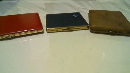 Lot of 3 Vintage Ciggarette Cases , one in Genuine Leather