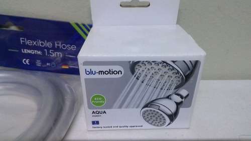 Blue Motion Shower head and Hose both brand new and never been used