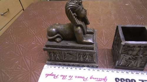 Lot of 3 highly detailed egyptian ornaments and a Budda