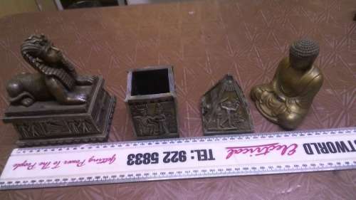 Lot of 3 highly detailed egyptian ornaments and a Budda