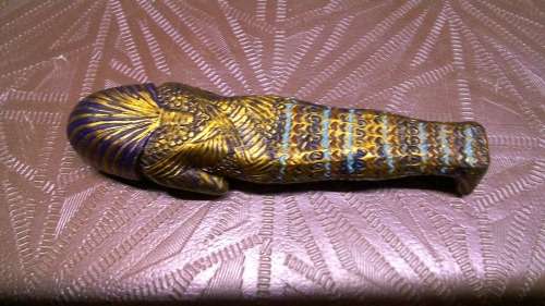 Stunning HIGH Value , highly Detailed `Hand Painted` 3 piece Pharoahs Coffin ornament Marked C2000 V