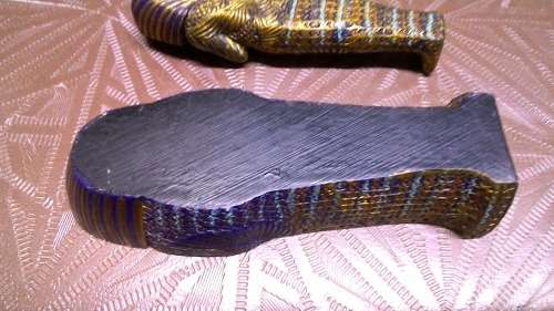 Stunning HIGH Value , highly Detailed `Hand Painted` 3 piece Pharoahs Coffin ornament Marked C2000 V