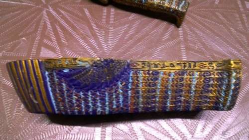 Stunning HIGH Value , highly Detailed `Hand Painted` 3 piece Pharoahs Coffin ornament Marked C2000 V