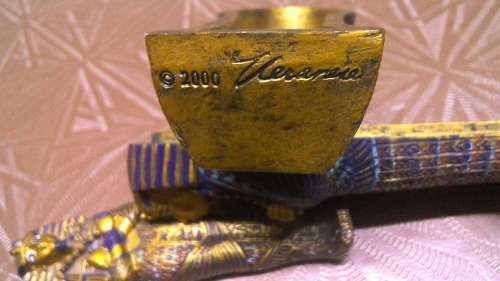 Stunning HIGH Value , highly Detailed `Hand Painted` 3 piece Pharoahs Coffin ornament Marked C2000 V