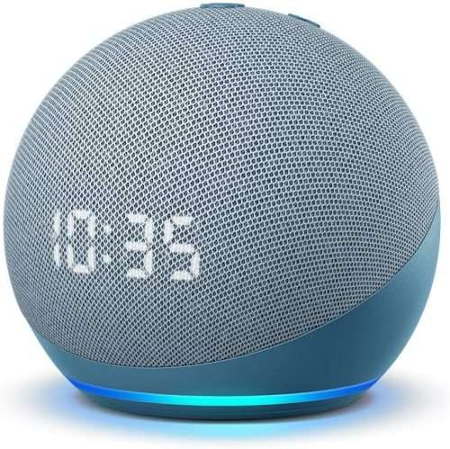 All-new Echo Dot with clock and Alexa (4th Gen) | Smart speaker | Twilight Blue