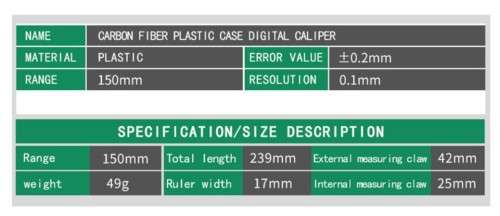 Electronic digital display vernier caliper 0-150mm carbon fiber composite body,large digital display