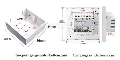 Wifi Smart switch 3 Gang  EU Standard- Not a standard SA size- (86mm x 86mm)