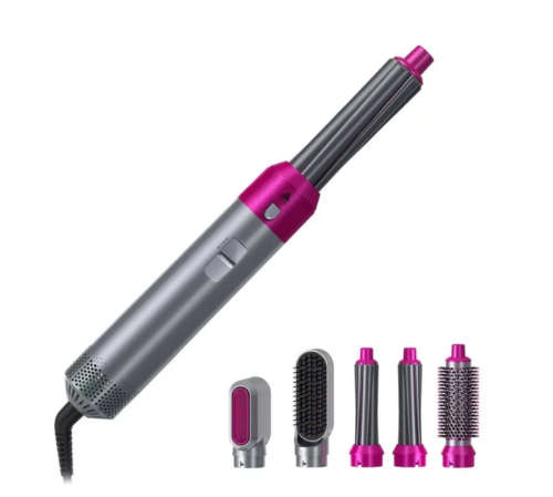 5 in 1 Interchangeable Hot Air Brush & Hair Dryer With Brush Comb & Straightener