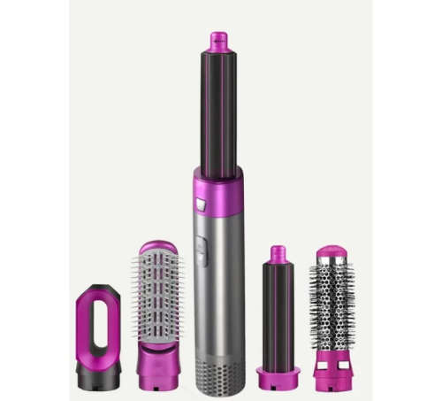 5 in 1 Interchangeable Hot Air Brush & Hair Dryer With Brush Comb & Straightener