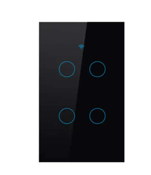 Smart Wi-Fi Light Switch 4 Gang Black - works with or without neutral - with 2 way switching -Tuya