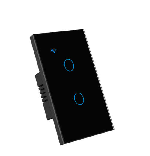 Smart Wi-Fi Light Switch 2 Gang Black - works with or without neutral - with 2 way switching -Tuya