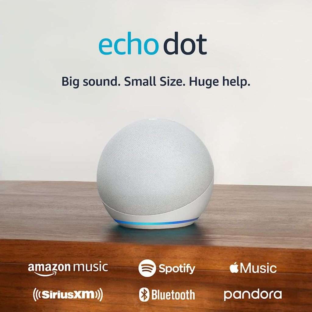 Echo Dot (5th Gen ) | With bigger vibrant sound, helpful routines and Alexa | Glacier White