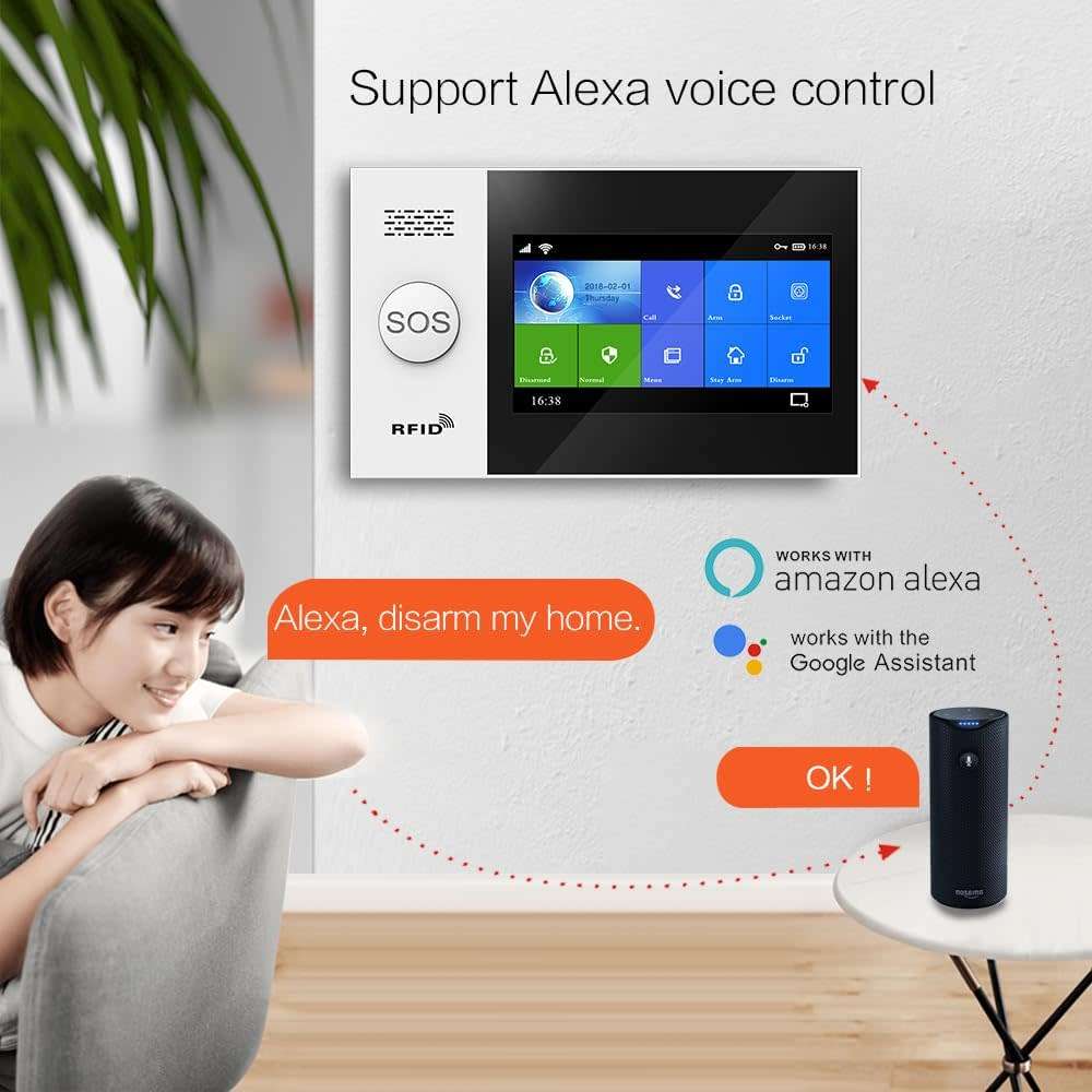 Tuya/ Smart Life Touch Screen Wireless SOS Alarm Home Security Alarm System with GSM&WiFi