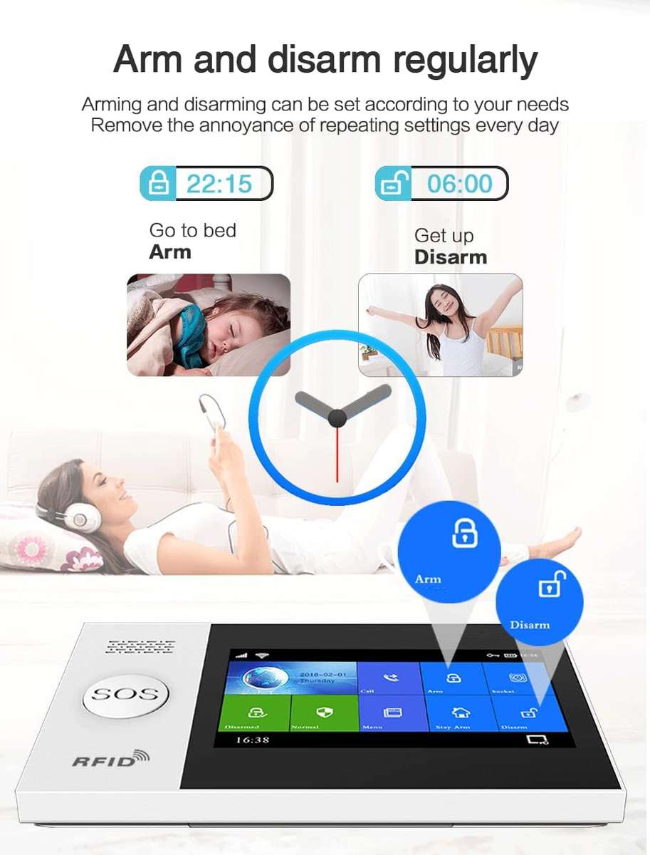 Tuya/ Smart Life Touch Screen Wireless SOS Alarm Home Security Alarm System with GSM&WiFi