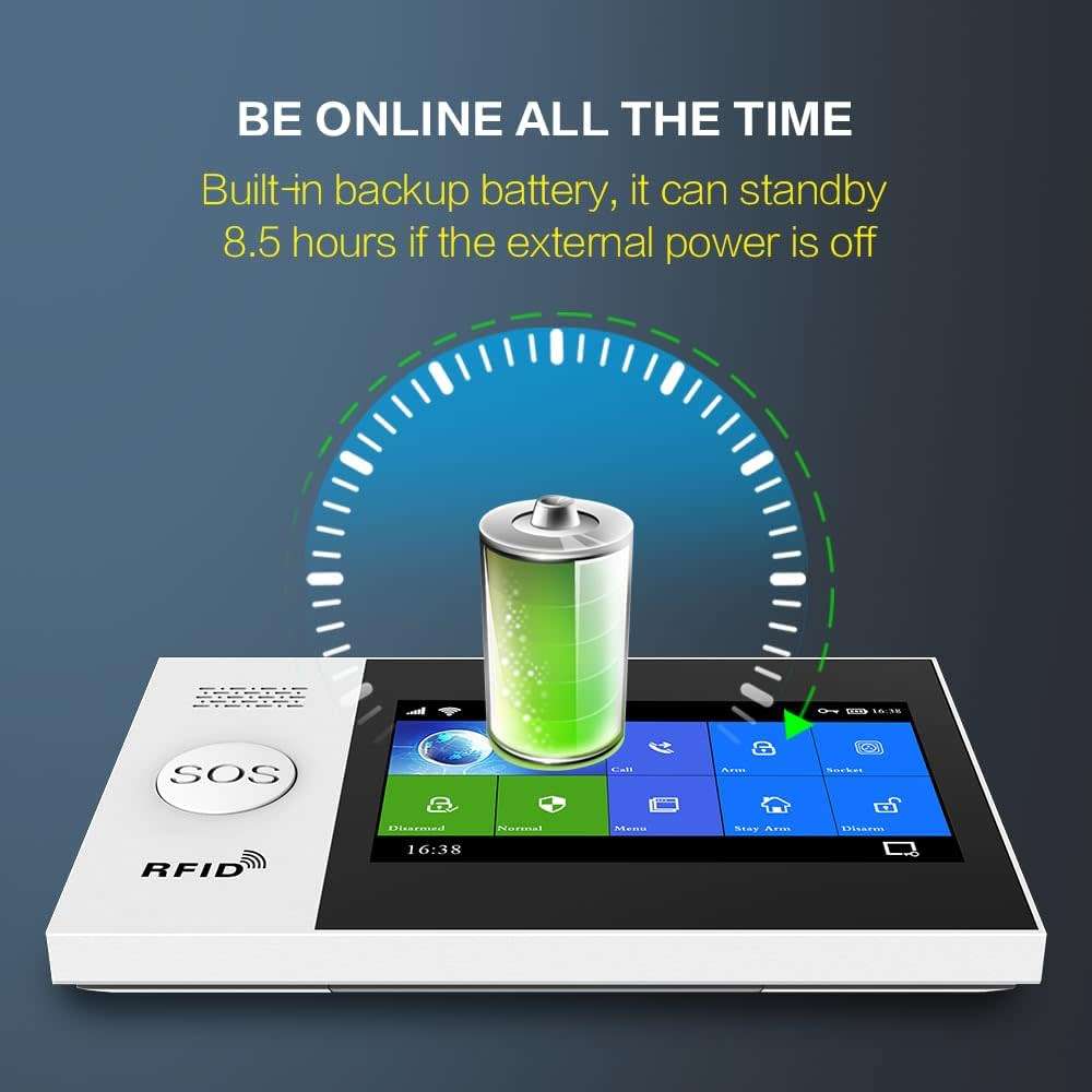 Tuya/ Smart Life Touch Screen Wireless SOS Alarm Home Security Alarm System with GSM&WiFi