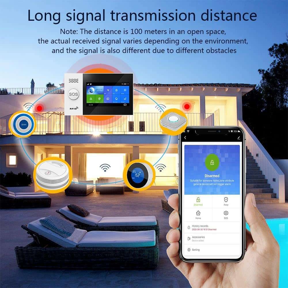 Tuya/ Smart Life Touch Screen Wireless SOS Alarm Home Security Alarm System with GSM&WiFi
