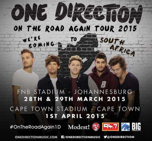 One Direction concert tickets Saturday 28 March