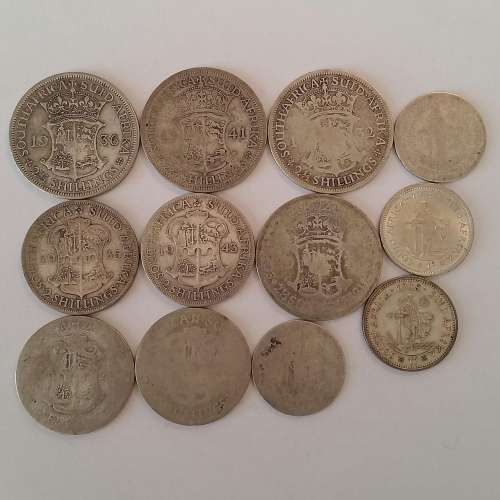 Collection of 12 Silver Coins of the Union of South Africa