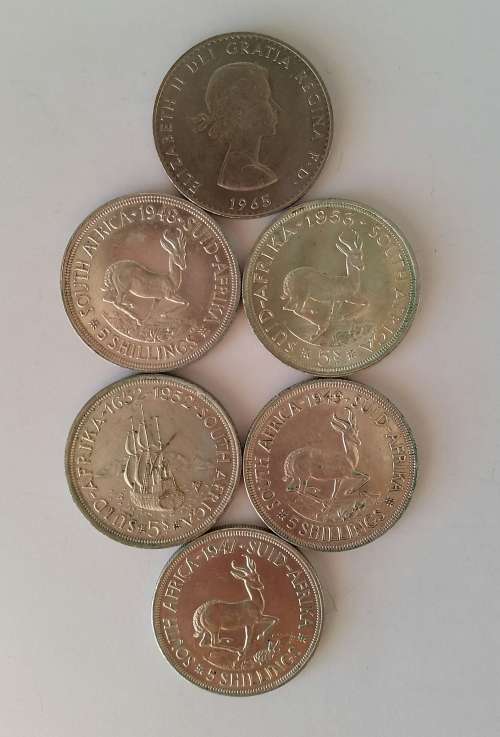 Lot of 5 Shillings, 1 Rand and 2.5 Shilling