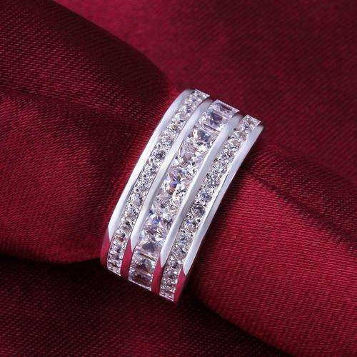925 Sterling Silver Stamped Ring With Cubic Zirconia Stones Size 7