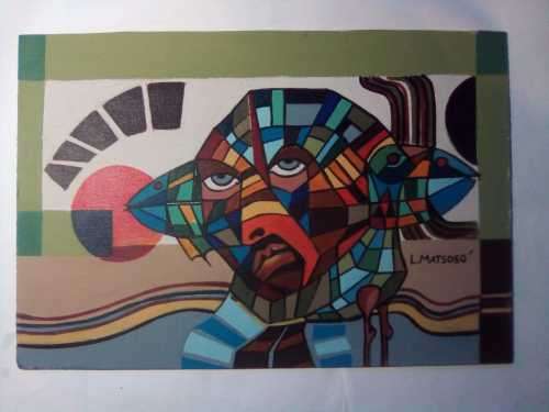 Leonard Matsoso..born 1949....oil on board 65cm x 42cm