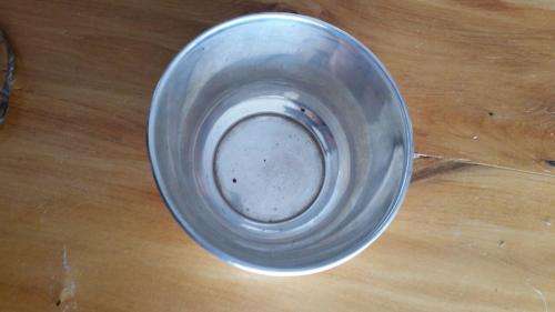 Sterling silver hallmarked christening bowl. Weight 160 g. Engraved with name.