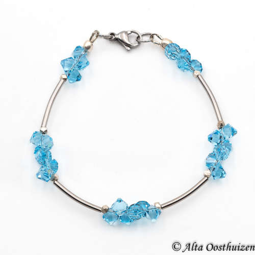 Aquamarine Crystal and Stainless Steel Bracelet