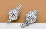 Sterling Silver .925 Corrugated Ball Clasp 10mm with safety clasp