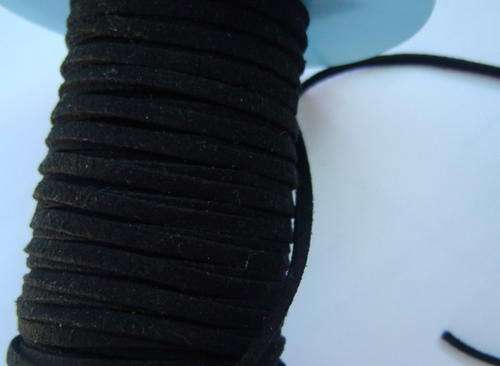 Suede Leather Cord 1.4mmx3mm Black Sold by the Meter R1.20