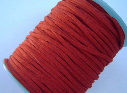 Suede Leather Cord 1.4mmx3mm Rustic Red Sold by the Meter R1.20