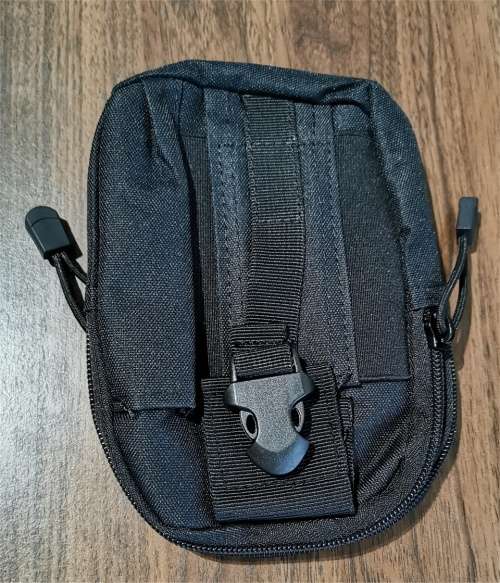 2-Section 17cmx12cm Black Utility Carry Pouch with Carabiner Loop *Stock Clearance Sale*