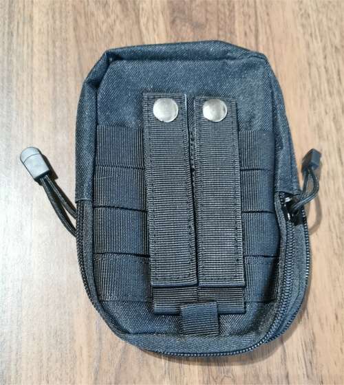 2-Section 17cmx12cm Black Utility Carry Pouch with Carabiner Loop *Stock Clearance Sale*