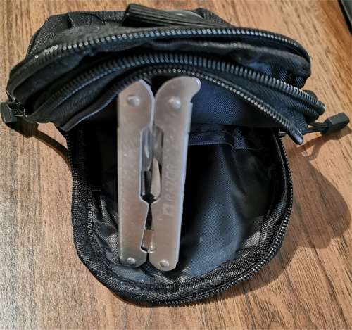 2-Section 17cmx12cm Black Utility Carry Pouch with Carabiner Loop *Stock Clearance Sale*