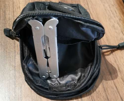 2-Section 17cmx12cm Black Utility Carry Pouch with Carabiner Loop *Stock Clearance Sale*