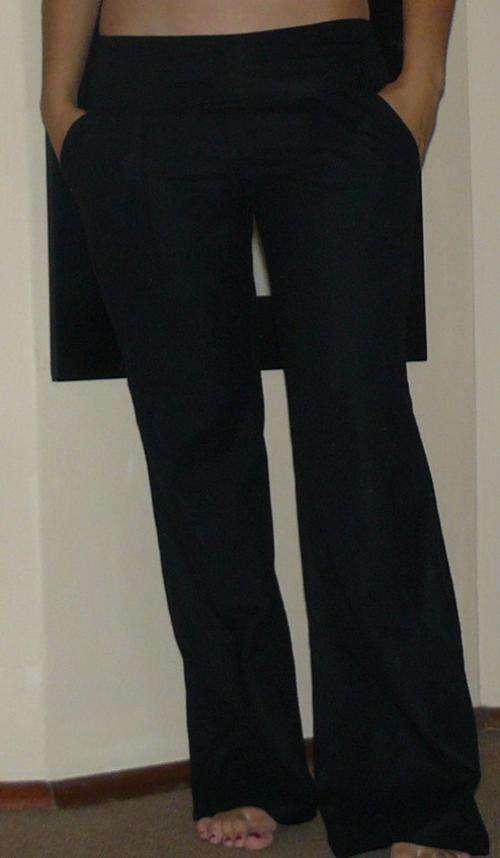 Black linen yoga pants - L