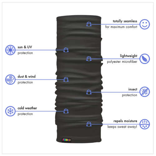 Plain Black FUNkiBuff - Microfibre Tubular Buff