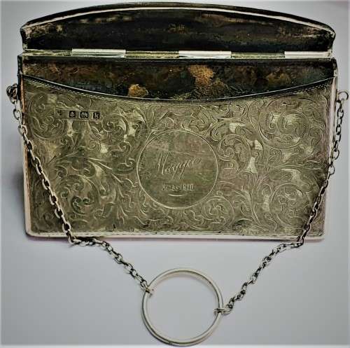 `ANTIQUE` 1910 (STERILING SILVER) Victorian Compact Purse.