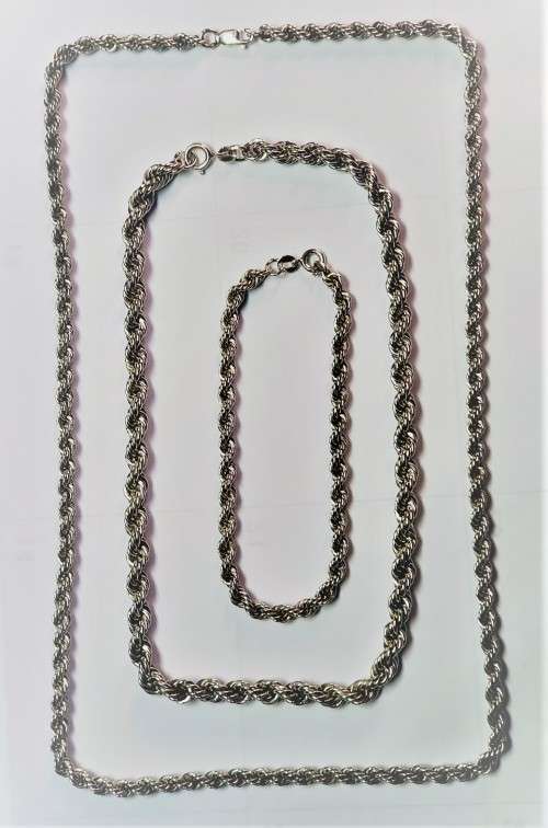 `Beautiful` SET OF THREE (925) `Sterling Silver `Snake Chain`, Necklace and Bracelet set.